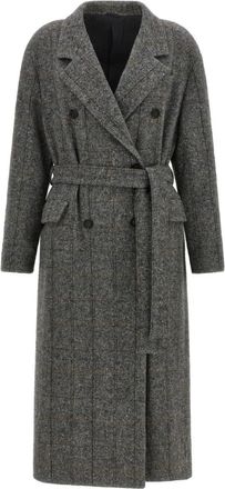 Brunello Cucinelli Jassen, Dames, Grijs, XS, Tweed, Techno Alpaca Check Tweed Jas