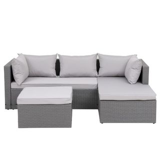 Concept Usine Mueble de jard&iacute;n de resina tejida de 4 plazas gris/gris claro