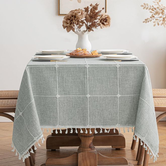 Miulee Tischdecke 100x140cm Graue Streifen Leinenoptik Tischdecke Abwaschbar Table Cloth Boho Tischdecke Quadratisch für Küchentisch und Outdoor Tischtuch ab 29,99 €