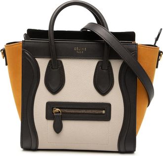 Celine Pre-owned Celine Nano Tricolor Nubuck and Drummed Calfskin Luggage Tote F GA 0196