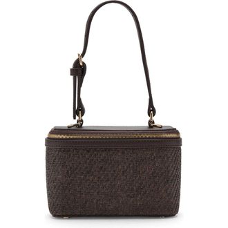 Mango Raffia Toiletry Bag in Chocolate at Nordstrom