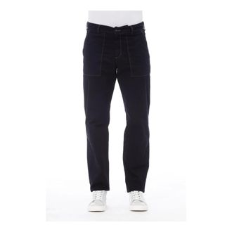 Alpha Studio Straight Trousers, male, Blue, M, Italian Cotton Mens Trousers with 4 Pockets