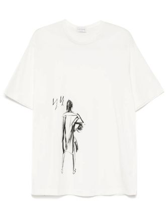 Yohji Yamamoto printed jersey T-shirt - White