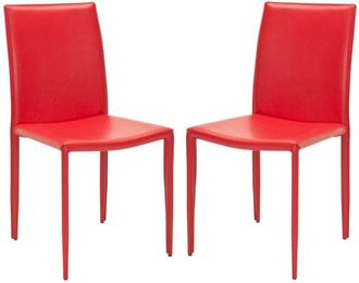 Safavieh Set de 2 sillas de comedor en hierro/madera contrachapada, rojo
