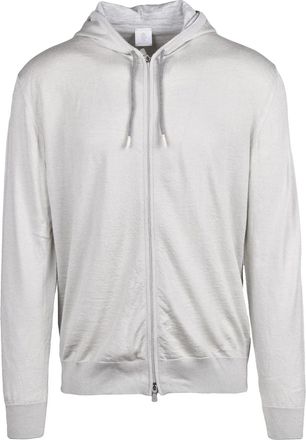 Eleventy Light Grey Wool Silk Mens Zip Cardigan