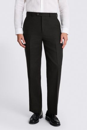 Moss Black Twill Linen Cotton Trousers