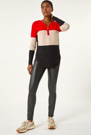 Roman Colour Block Zip Front Knit Jumper