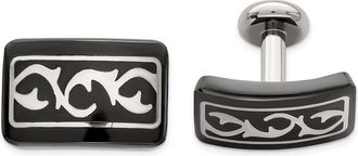Diamond2Deal Black Ti & Sterling Silver Polished Thorn Cufflinks
