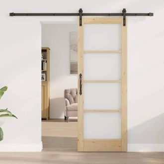 Berkfield Home Sliding Door with Hardware Set ORKDAL73.5x198.5 cm in Beige | Size: 73.5x198.5 cm