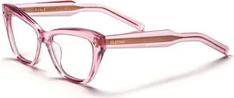 Valentino Eyeglasses Cat Eye Full Rim, Havana Frame And Clear Demo Lens Lens Vlx-140B