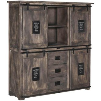 Massivmoebel24 RAILWAY 225 Credenza in legno di mango - laccato / grigio 150x45x160