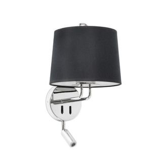 Netlighting Montreal Chrome Black Shade Wall Lamp With Reading Light in Grey