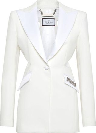 Philipp Plein cut-out satin blazer - women - Satin - L - White