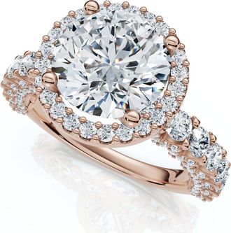 Pompeii3 Certified 3 1/5Ct Pave Diamond Engagement Ring 14k Gold Lab Grown