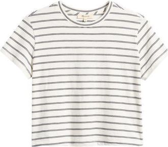 Madewell Stripe Boxy Crop Slub T-Shirt in Lighthouse at Nordstrom, Size Xx-Small