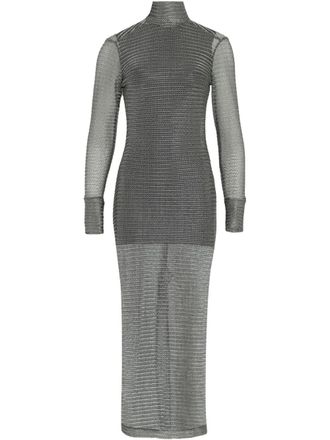 Gloria Coelho metallic-effect high-neck dress - women - Fabric - PP - Silver