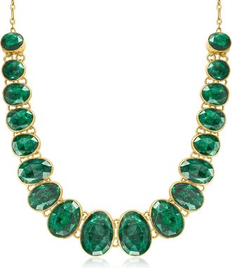 Ross-Simons Graduated Emerald Necklace in 18kt Gold Over Sterling