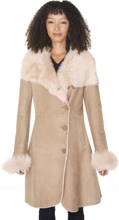 Infinity Leather Womens Suede Merino Shearling Coat with Toscana Collar-Rochford