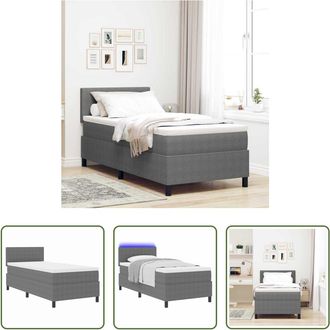 vidaXL Vidaxl Cama Box Spring Led Gris Claro Y. 100 X 200 Cm Tela De Pana