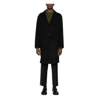 Amaranto Single-Breasted Coat - Heren - Mantel - Zwart - 2XL - Wol - Jassen
