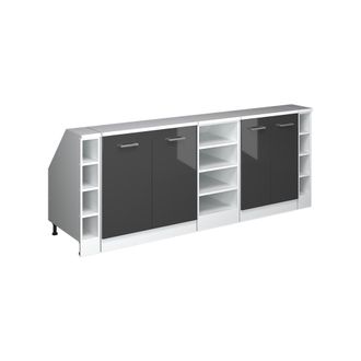 Vicco Armario De Cocina Para Techo Inclinado R-line, Antracita Alto Brillo, 210 Cm Lote De 5 Carcasas De Armario 60 Cm De Profundidad, Vicco