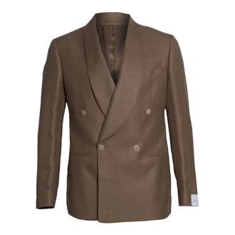 Luigi Bianchi Mantova Blazers, male, Brown, Size: XL Double-breasted Blazer