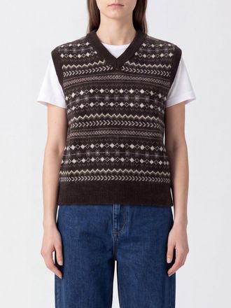 Dunst Gilet in maglia jacquard in misto lana e alpaca con scollo a V
