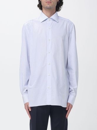 Borrelli Napoli Camicia a righe Luciano in cotone con collo francese