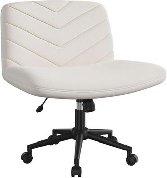 Yaheetech Yaheetech - Silla De Oficina Sin Reudas, Silla Piernas Cruzadas Con Funci&oacute;n Mecedora, Ancha Sila De Escritorio Para Juegos, Silla De Maquillaje Sin Br