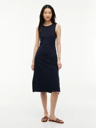 Tommy Hilfiger Womens Rib-Knit Tank Dress - Navy Blue - XXL