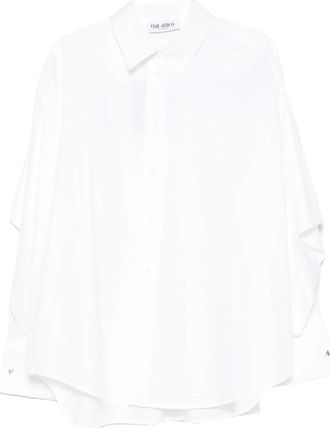 The Attico Cape-effect Embroidered-logo Shirt
