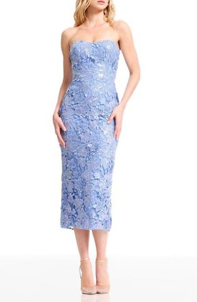 Dress The Population Shailene Lace Strapless Dress in Sky at Nordstrom, Size Xx-Large