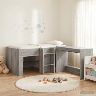 vidaXL Letto Alto Per Bambini Con Scrivania 2 Pz Sonoma Grigio Vidaxl