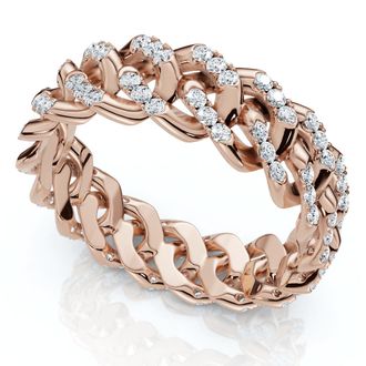 Pompeii3 Mens Braided Cuban Diamond Ring 14k Gold Lab Grown