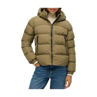 Superdry Hooded Zip-Up Jacket with Front Pockets - Dames - Winterjassen - Groen - S - Polyester - Jassen