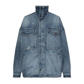 Balenciaga Vintage-effect denim jack - Dames - Jassen - Blauw - Maat: XS Denim