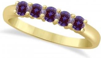 Allurez Five Stone Lab Grown Alexandrite Ring Anniversary Band 14k Yellow Gold (0.50ctw)