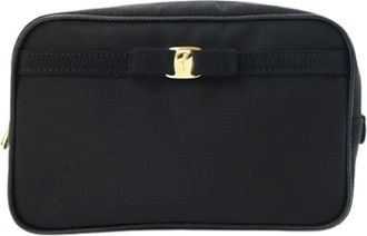Ferragamo Pre-owned Clutches, female, Black, Size: ONE SIZE Pre-owned Nylon Pouch
