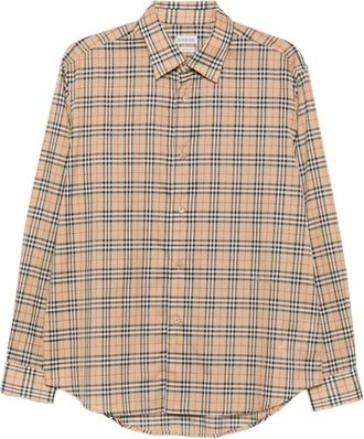 Burberry Radmar Check Shirt - Heren - Casual Overhemden - Beige - M - Overhemden
