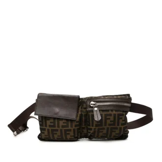 Fendi Zucca Brown Canvas Leather Sling Bag (Pre-Owned)