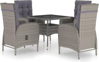 vidaXL Vidaxl - Muebles De Jard&iacute;n 5 Piezas Rat&aacute;n Sint&eacute;tico Y Vidrio Gris