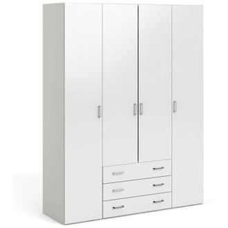 Dmora Guardaroba Grande Amoruccio, Armadio Camera da Letto Appendiabiti, 9 Ripiani, 49.5x200.4h cm Bianco Lucido