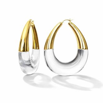 Gold & Honey Womens Xl Chunky Bucket Hoop Earrings In Clear