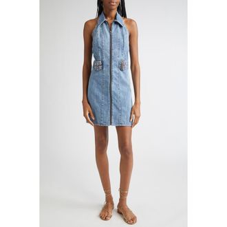 Alice & Olivia Axelle Sleeveless Denim Minidress in Peyton Vintage Blue at Nordstrom Rack, Size 10
