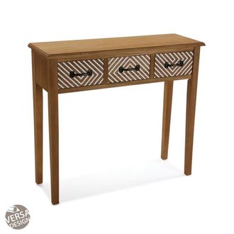 VERSA Consola recibidor con 3 cajones en madera de pino marr&oacute;n