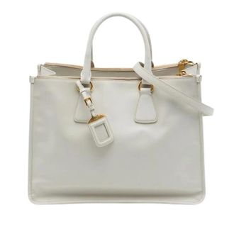 Prada Pre-owned Saffiano Satchel - Dames - Pre-owned - Wit - Maat: ONE Size Leer
