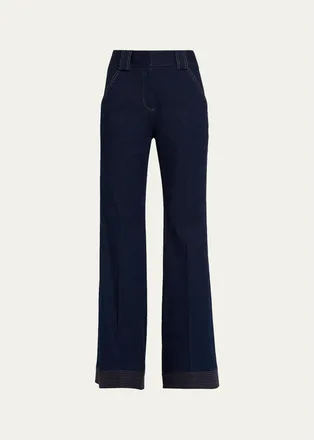 Veronica Beard Lancelor High-Rise Wide-Leg Jeans