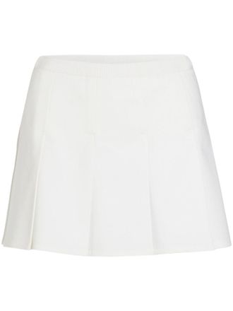 Patou pleated gabardine mini skirt - women - Organic Cotton - 38 - White