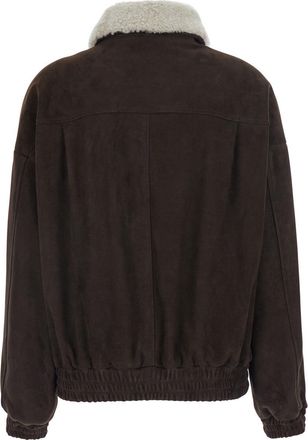Semicouture Womens Bomber Jacket Gloria Suede Brown Viscose And Polyester Coat