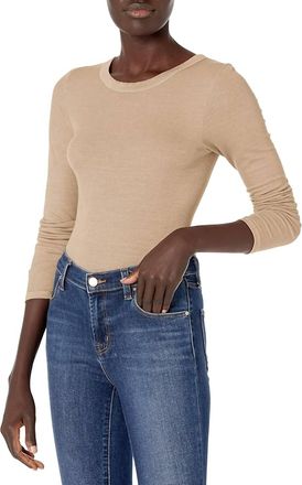Enza Costa Silk Knit Crew Tee In Khaki